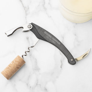 Personalised Custom Light Steel Grey Classy Chic Corkscrew