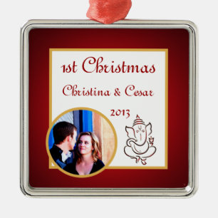 Personalised Custom Lord Ganesha/Hindu Red Spiritu Metal Tree Decoration