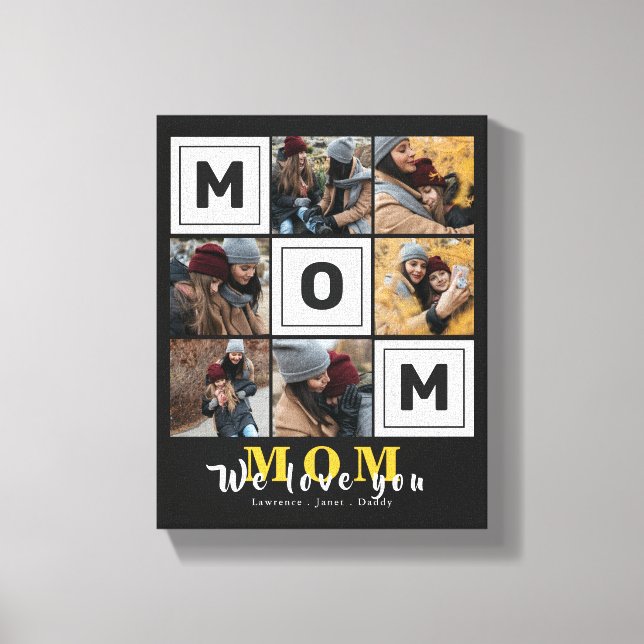 Personalised Custom Love You mum family Photo gift Canvas Print (Front)