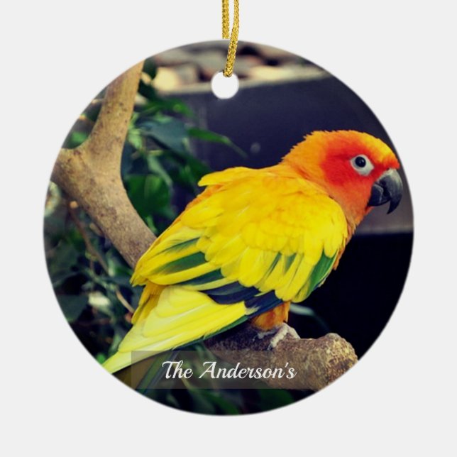 Personalised Custom Lovebird Photo Ceramic Tree Decoration (Front)