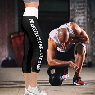 Personalised Custom Made Black White Pet Cat Lover Capri Leggings