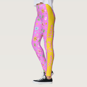 Personalised Custom Made Pink Floral Pattern Leggings