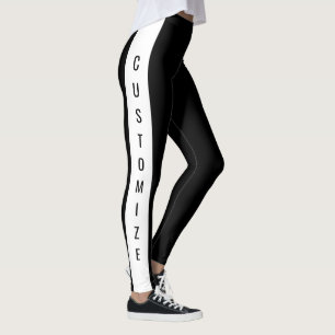 Personalised Custom Made Stylish Chic Black White Leggings