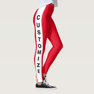 Personalised Custom Made Stylish Chic Red White Leggings