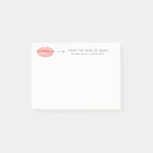 Personalised Custom Minimal Pink Rose Gold Lips Post-it Notes (Front)