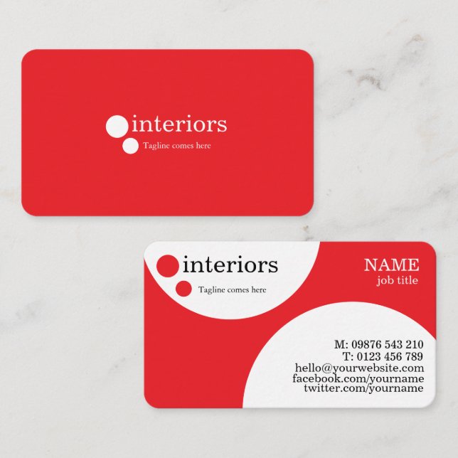 Personalised Custom Minimalist Modern Interior  Business Card (Front/Back)