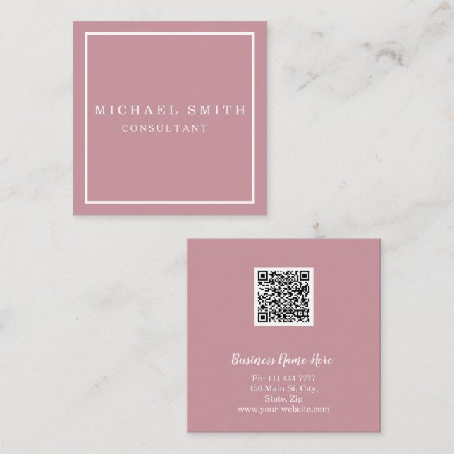 Personalised Custom Minimalist Modern QR Code Logo Square Business Card (Front/Back)