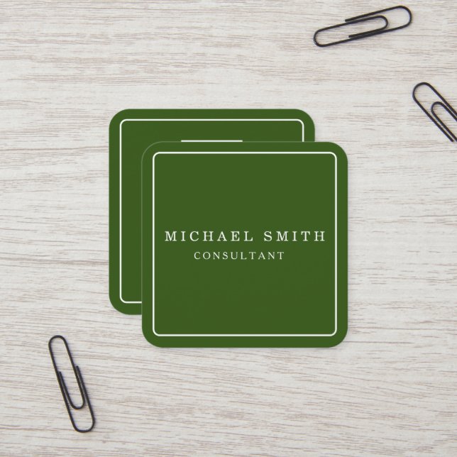 Personalised Custom Minimalist Modern QR Code Logo Square Business Card (Front/Back In Situ)