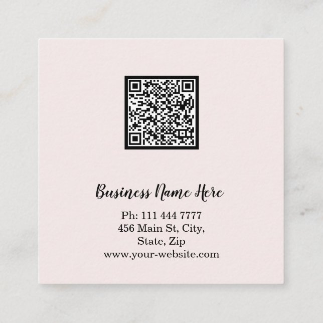 Personalised Custom Minimalist Modern QR Code Logo Square Business Card (Back)