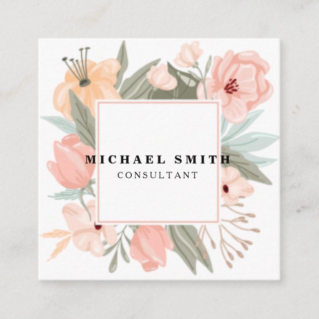 Personalised Custom Minimalist Modern QR Code Logo Square Business Card (Front)