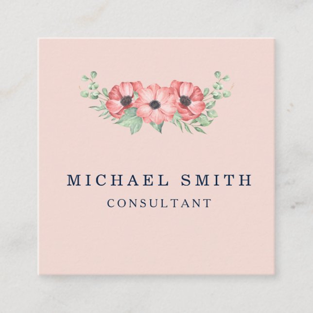 Personalised Custom Minimalist Modern QR Code Logo Square Business Card (Front)