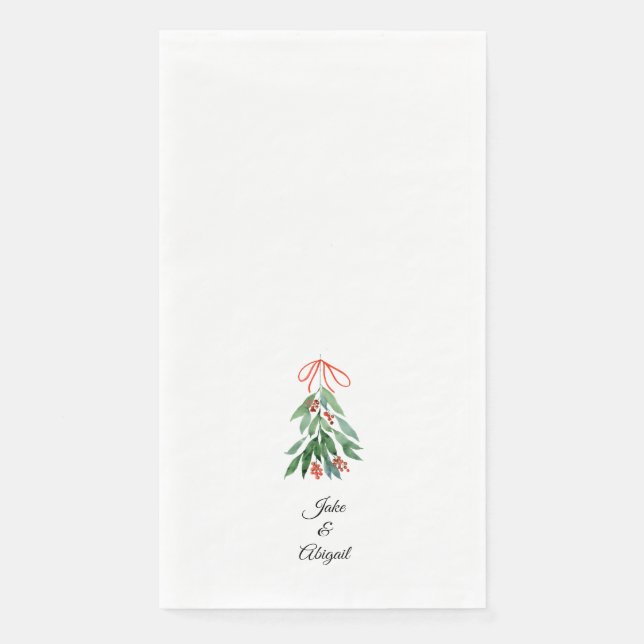Personalised Custom Mistletoe Christmas II Napkin (Front)