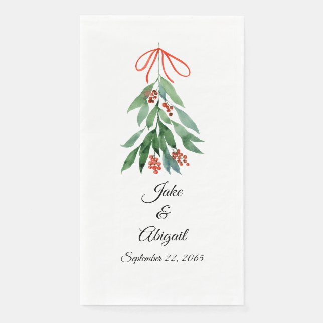 Personalised Custom Mistletoe Christmas  Paper Gue Napkin (Front)