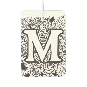 Personalised Custom Monogram Black and White Flora Car Air Freshener