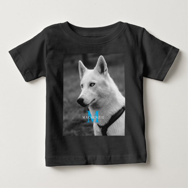 Personalised Custom Monogram Elegant Dog Pet Photo Baby T-Shirt (Front)