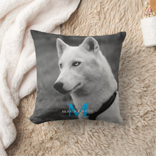 Personalised Custom Monogram Elegant Dog Pet Photo Cushion