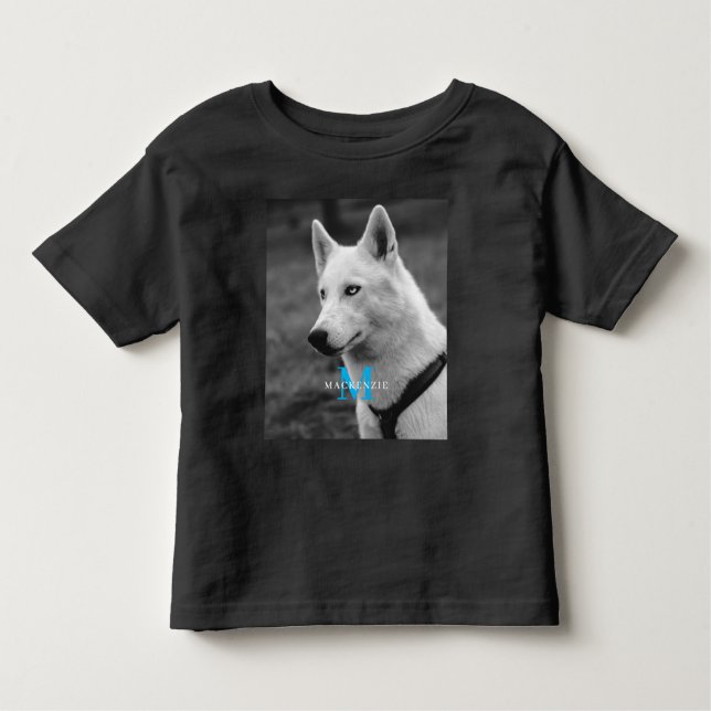Personalised Custom Monogram Elegant Dog Pet Photo Toddler T-Shirt (Front)