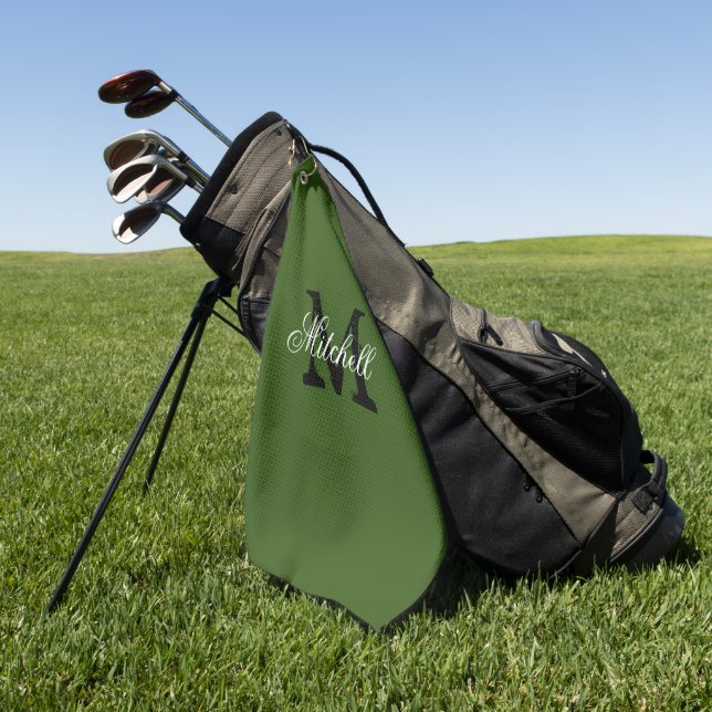 Personalised custom monogram green golf towel gift (Green)
