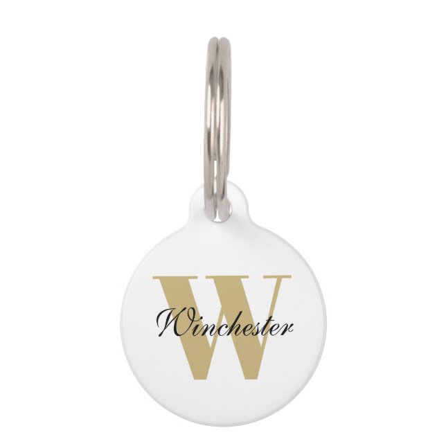 Personalised custom monogram initial script name pet tag (Front)