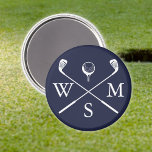 Personalised Custom Monogram Navy Blue Magnet<br><div class="desc">Personalise the initials to create a great monogram golf gift and keepsake. Designed by Thisisnotme©</div>