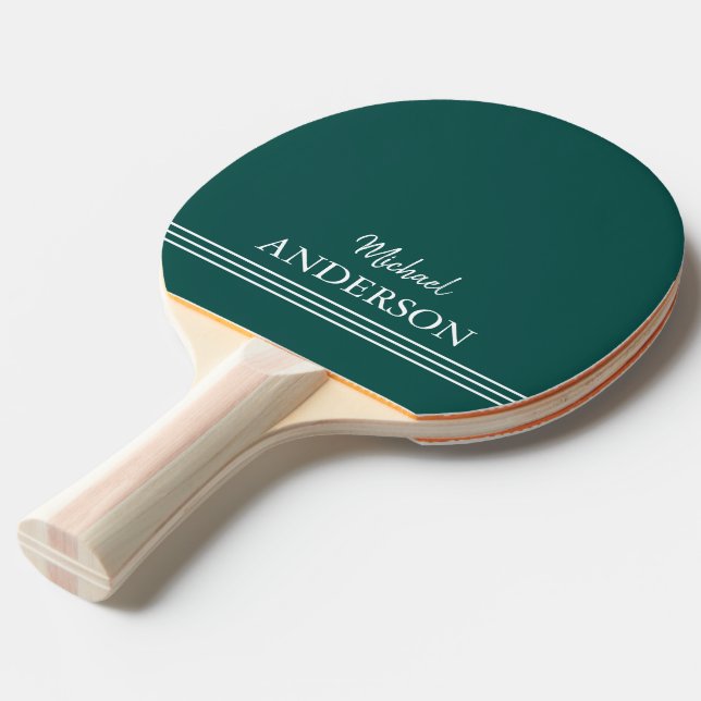 Personalised Custom monogram on Green Ping Pong Paddle (Front Angle)