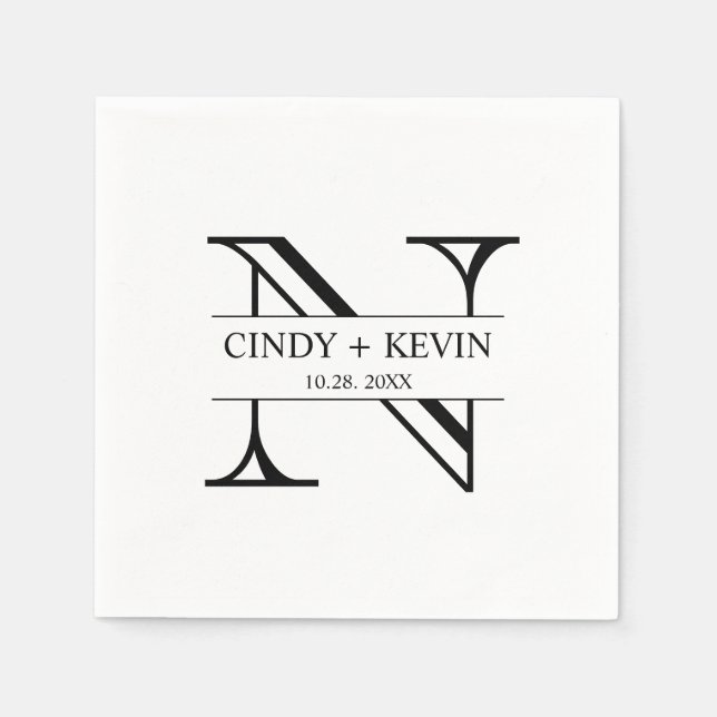 Personalised Custom Monogram Wedding Paper Napkin (Front)