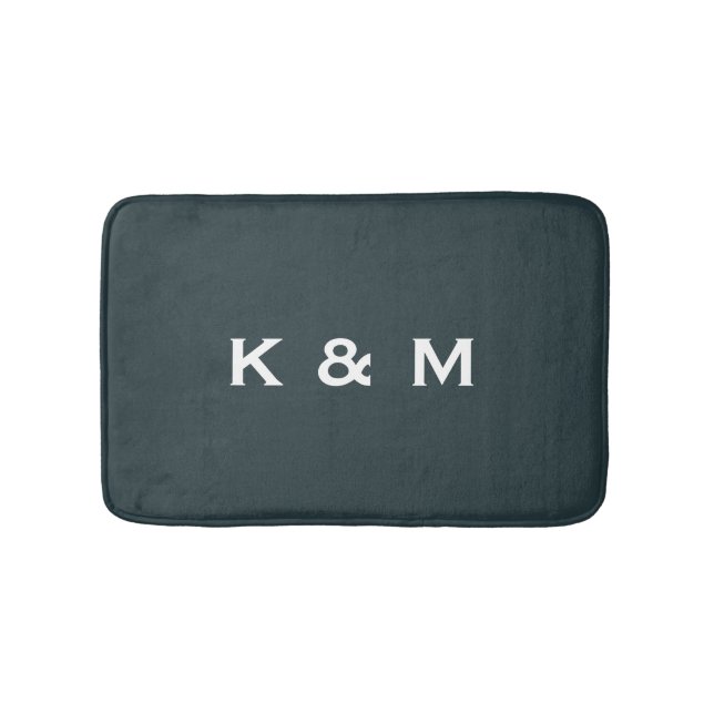 Personalised Custom Monogrammed Dark Slate Grey Bath Mat (Front)