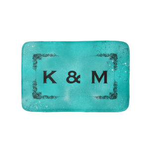 Personalised Custom Monogrammed Teal Green Swirl Bath Mat