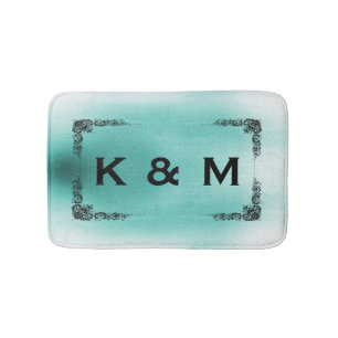 Personalised Custom Monogrammed Teal Green Swirl Bath Mat