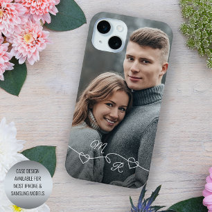 Personalised Custom Monograms And Love Hearts iPhone 15 Mini Case