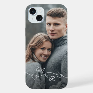 Personalised Custom Monograms And Love Hearts iPhone 15 Plus Case