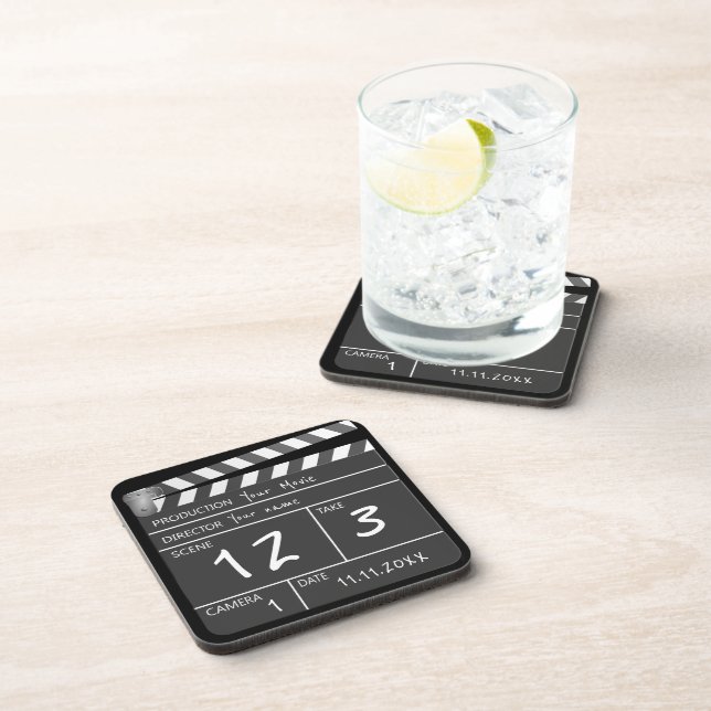 Personalised Custom Movie Clapperboard Novelty Coaster (Right Side)