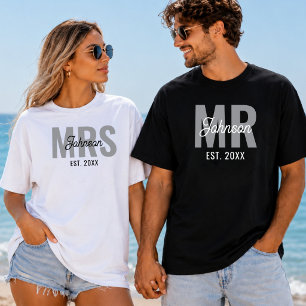 Personalised Custom Mr & Mrs Matching Couples T-Shirt