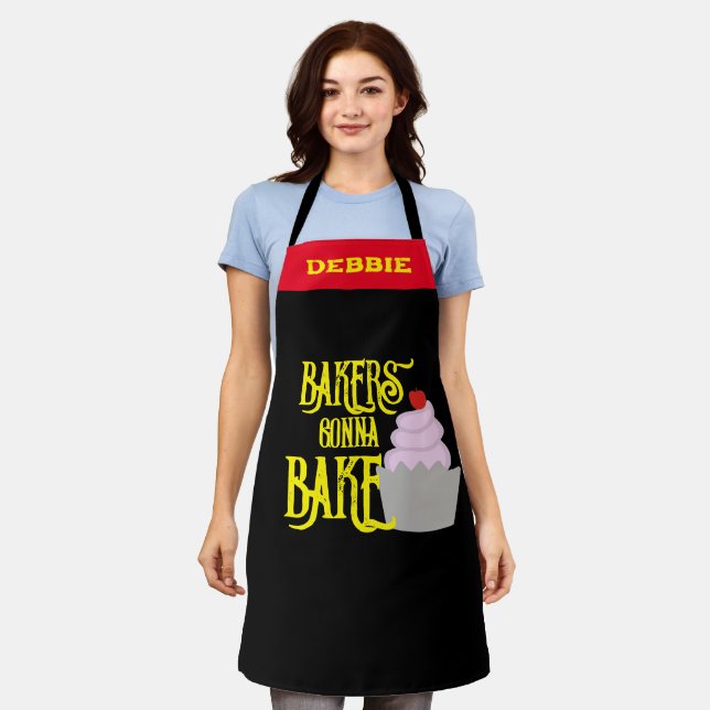 Personalised Custom Name Bakers Gonna Bake Funny  Apron (Worn)