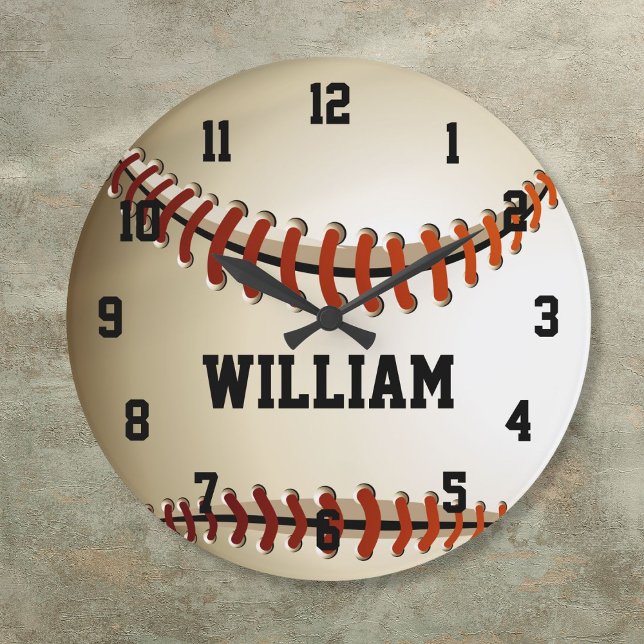 Personalised Custom Name Baseball Large Clock (Personalized Custom Name Baseball Large Clock)