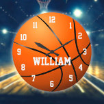 Personalised Custom Name Basketball Large Clock<br><div class="desc">Personalised name basketball clock. Designed by Thisisnotme©</div>