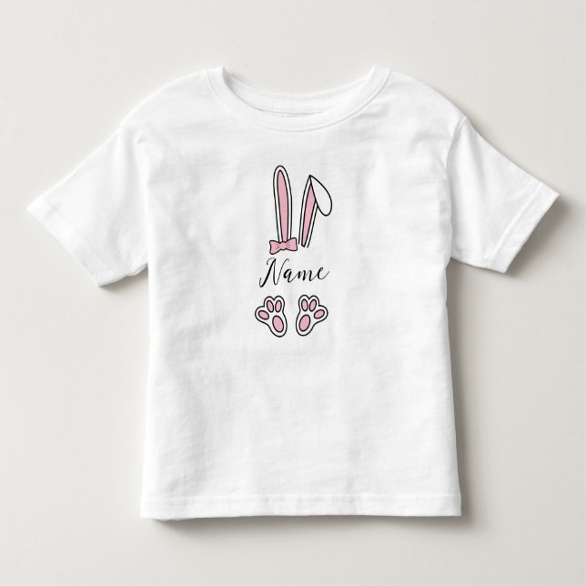 Personalised Custom Name Bunny Monogram Girl Toddler T-Shirt (Front)