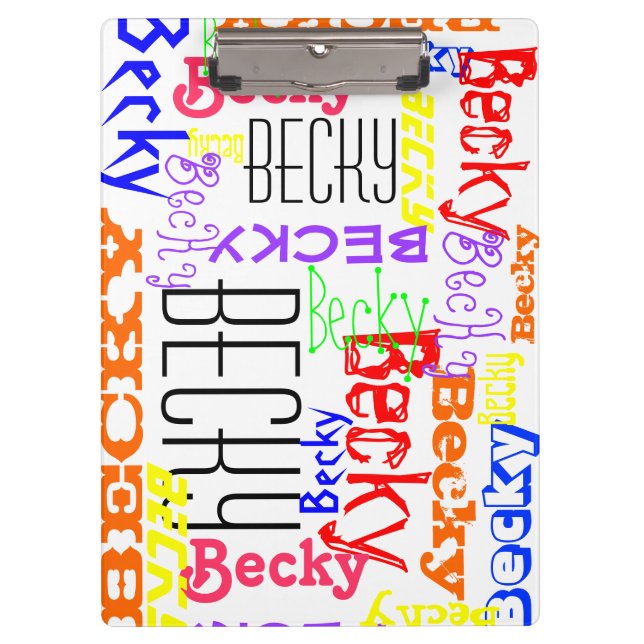 Personalised Custom Name Collage Colourful Clipboard (Front)