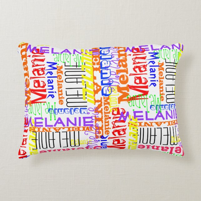 Personalised Custom Name Collage Colourful Decorative Cushion (Front)