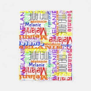 Personalised Custom Name Collage Colourful Fleece Blanket