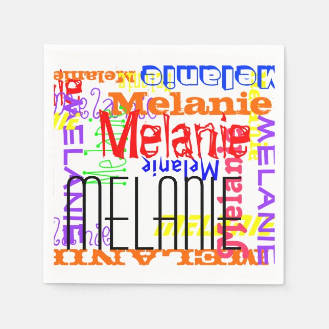 Personalised Custom Name Collage Colourful Napkin (Front)