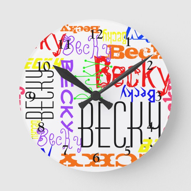 Personalised Custom Name Collage Colourful Round Clock (Front)