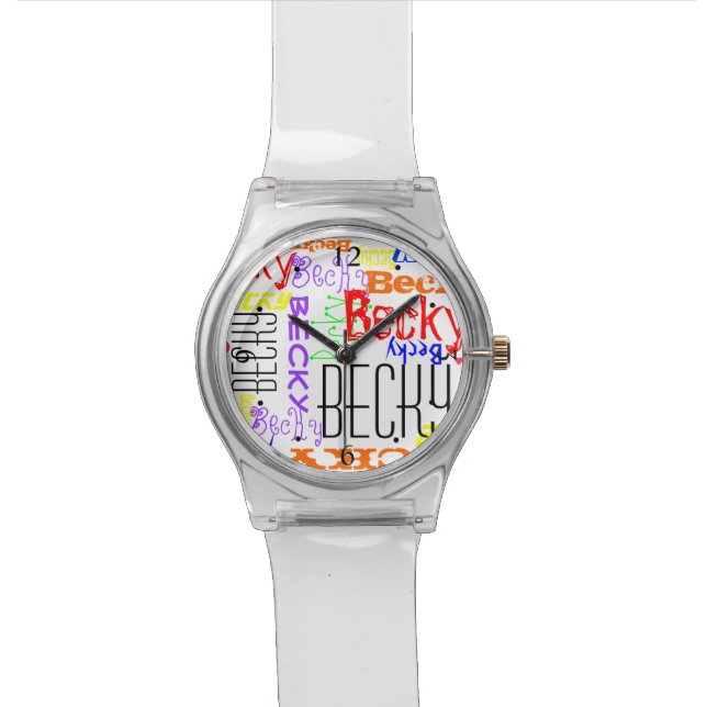 Personalised Custom Name Collage Colourful Watch (Close Up)