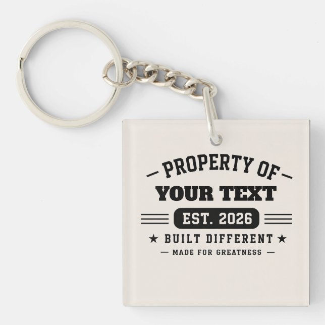 Personalised Custom Name Design – Minimal Modern T Key Ring (Front)