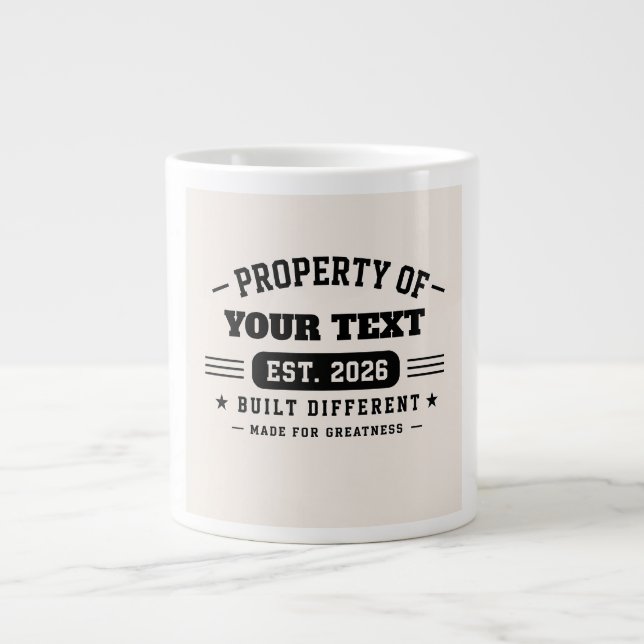 Personalised Custom Name Design – Minimal Modern T Large Coffee Mug (Front)