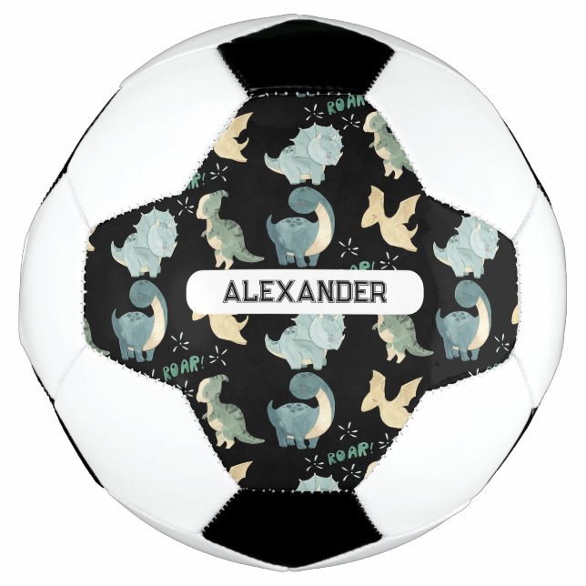 Personalised Custom Name Dinosaur Soccer Ball (Front)