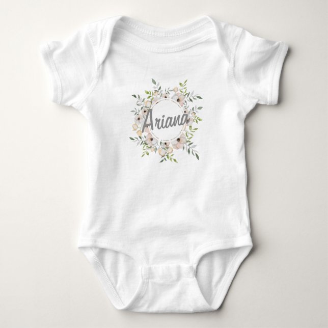 Personalised Custom Name Floral Wreath | Bodysuit (Front)