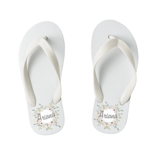 Personalised Custom Name Floral Wreath Flip Flops (Footbed)
