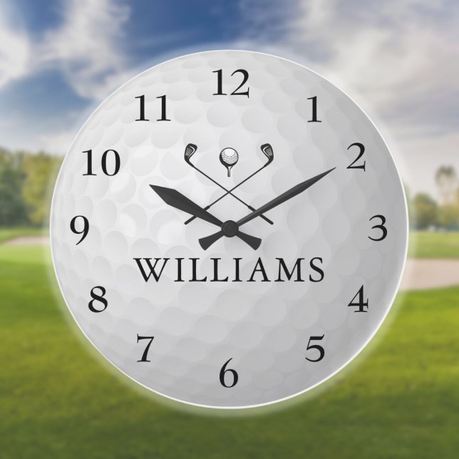 Personalised Custom Name Golf Ball Large Clock (Personalized Custom Name Golf Ball Large Clock)