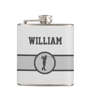 Personalised Custom Name Golfer Gifts Hip Flask